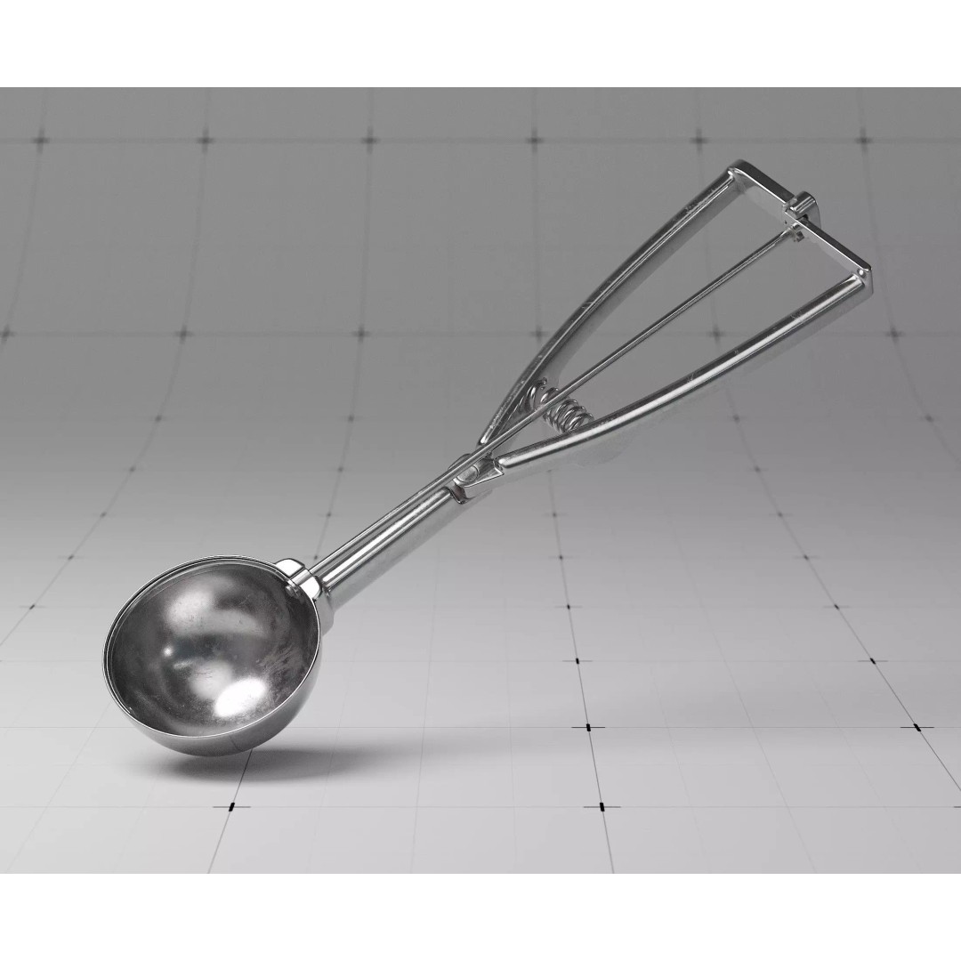 Ice Cream Serving Scoop 3D Model – Photorealistic Kitchen Utensil, FBX - View 2