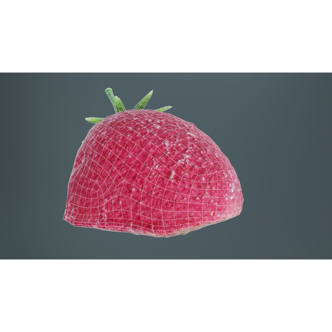 Sugar Strawberry 3D Model – Low Poly Game Asset, FBX, Blender - View 12
