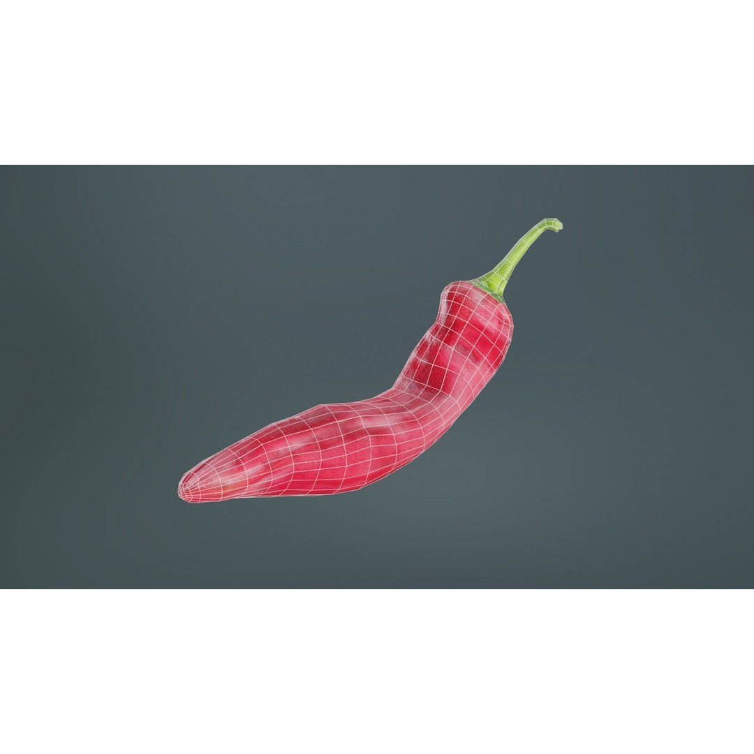 Chili Pepper 3D Model – Low Poly Game Asset, FBX, Blender - View 11