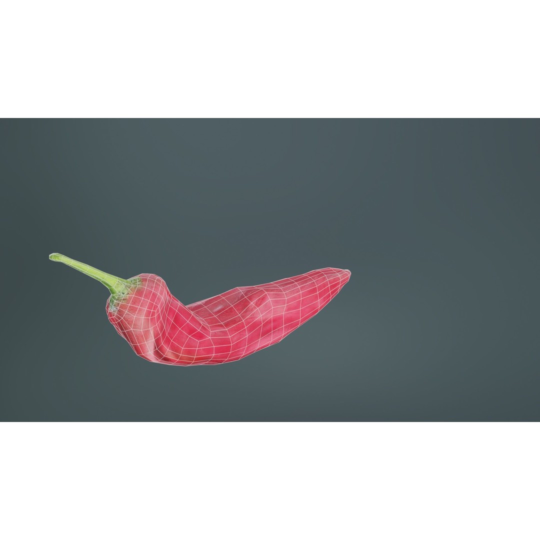 Chili Pepper 3D Model – Low Poly Game Asset, FBX, Blender - View 12