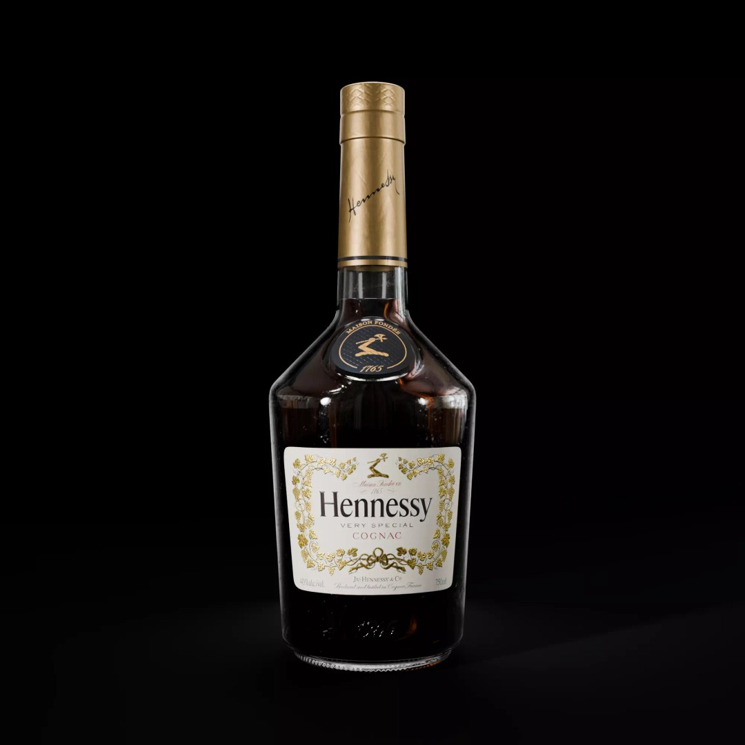 Hennessy VS Cognac 3D Model – Realistic PBR Beverage Asset, FBX & Blender - View 2