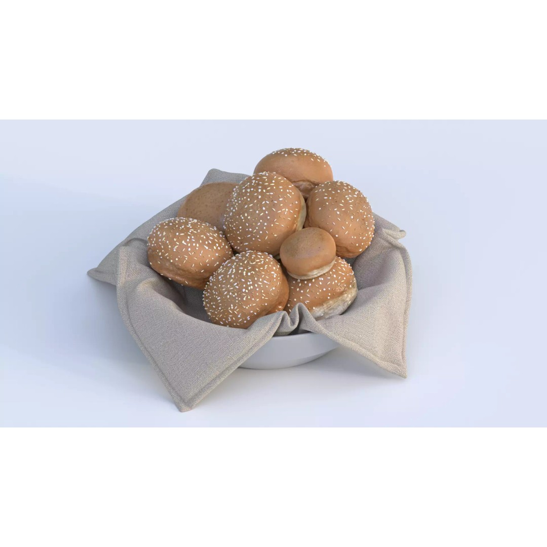 Fresh Buns in a Cup 3D Model – Photorealistic Food Scene, FBX, OBJ - View 2