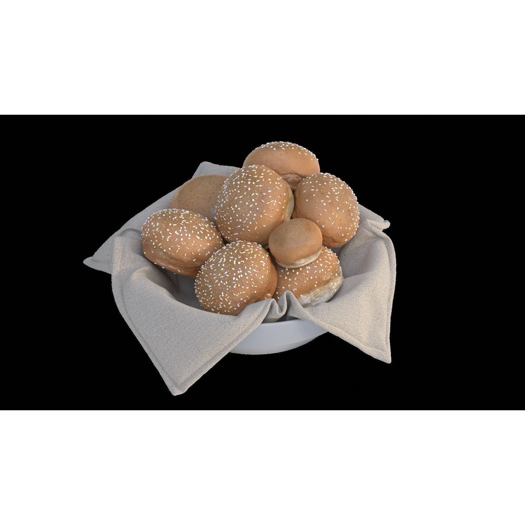 Fresh Buns in a Cup 3D Model – Photorealistic Food Scene, FBX, OBJ - View 4