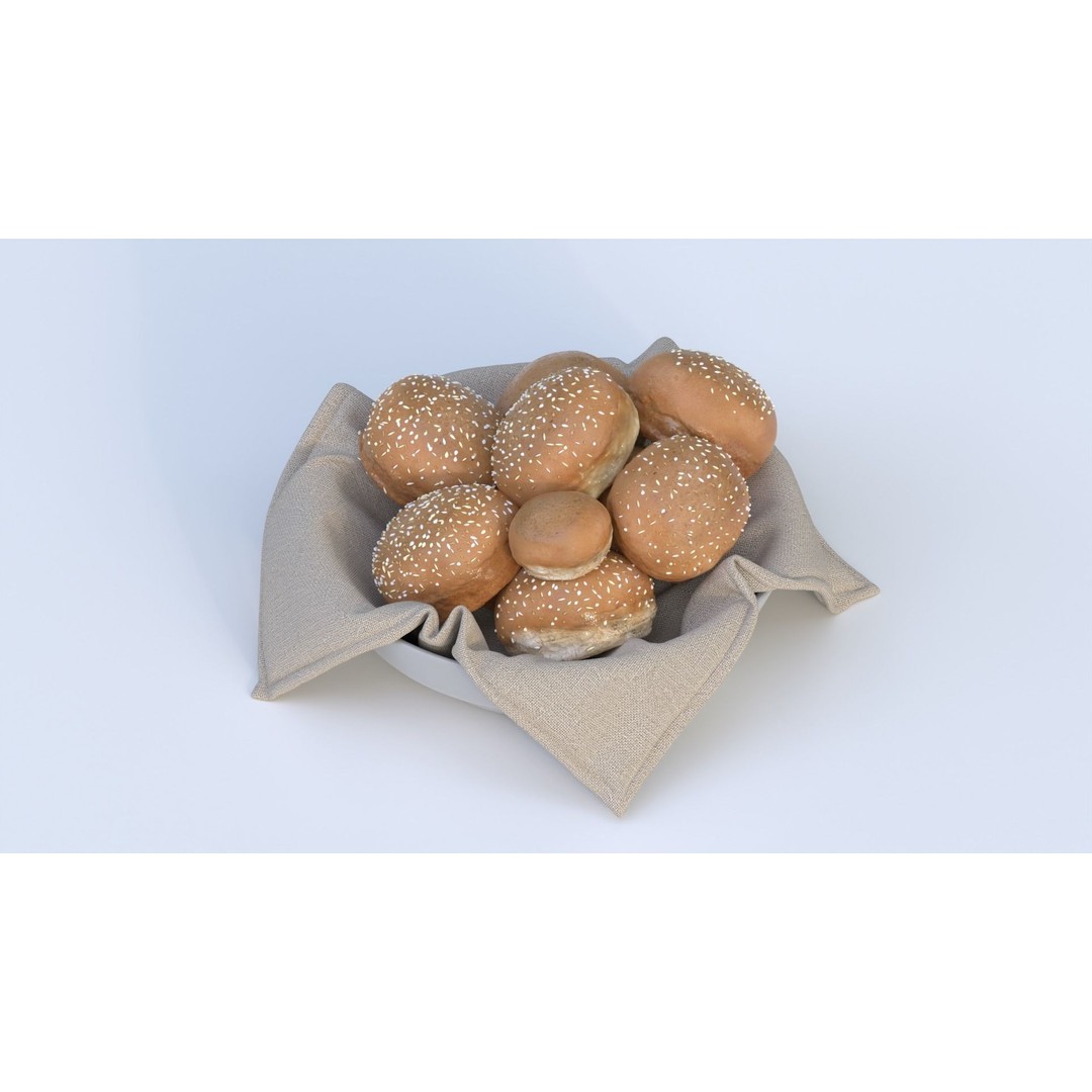 Fresh Buns in a Cup 3D Model – Photorealistic Food Scene, FBX, OBJ - View 6