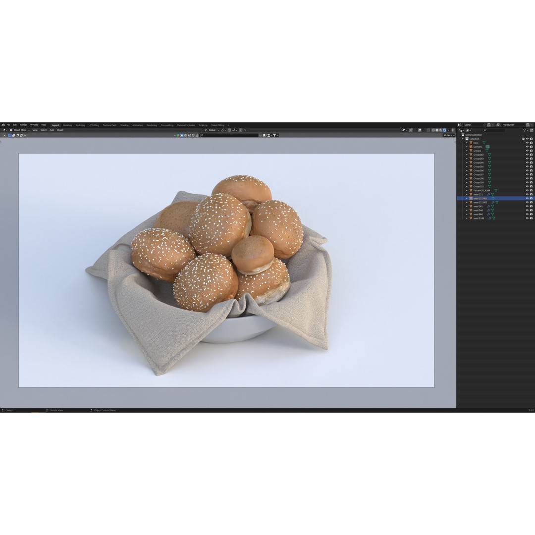 Fresh Buns in a Cup 3D Model – Photorealistic Food Scene, FBX, OBJ - View 7