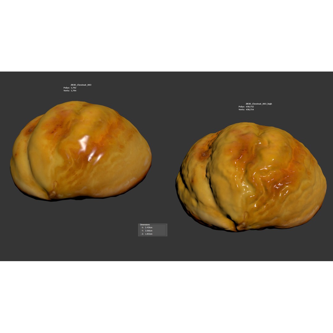 Chestnut 3D Model – Photorealistic Food Asset, FBX, OBJ - View 7