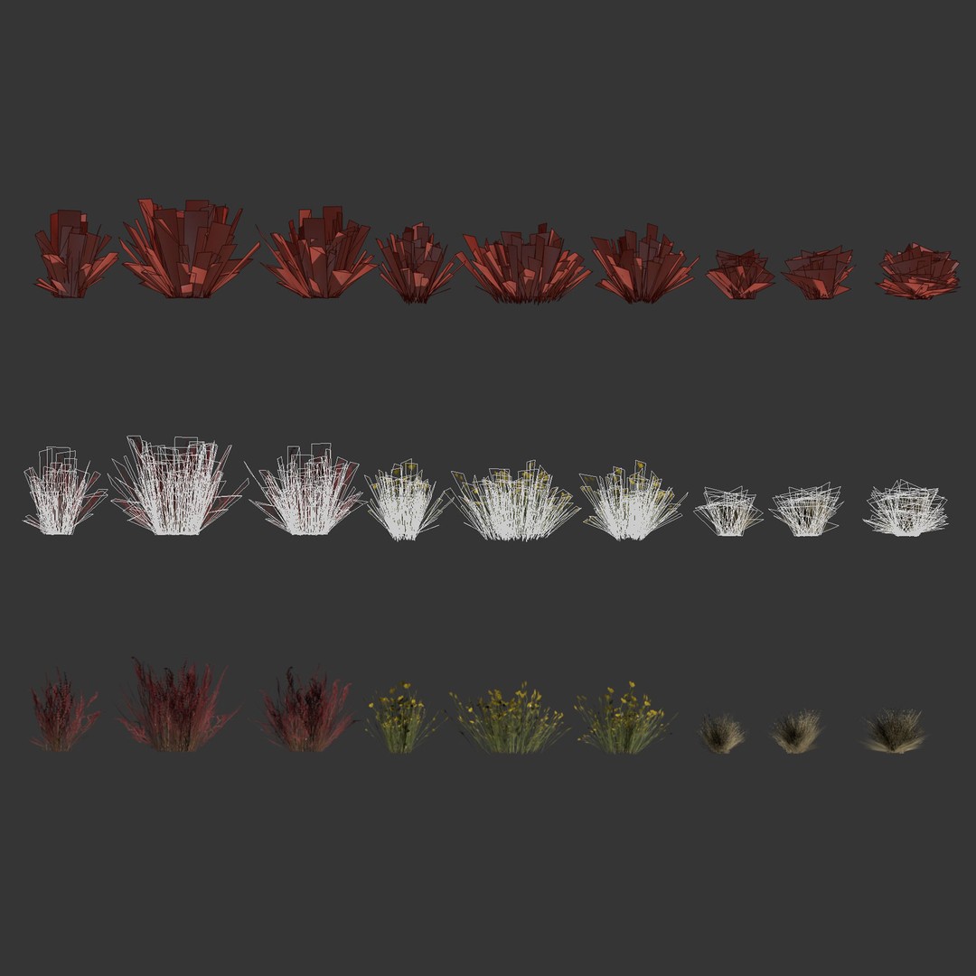 Wild Grass 3D Model – Low Poly Game Asset, PBR Textures, FBX - View 6
