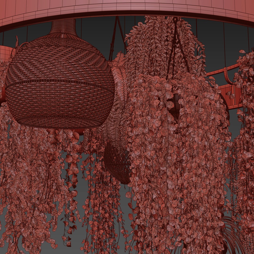 Plant Hangers 3D Model – Wicker Pendant Style, FBX & OBJ Formats