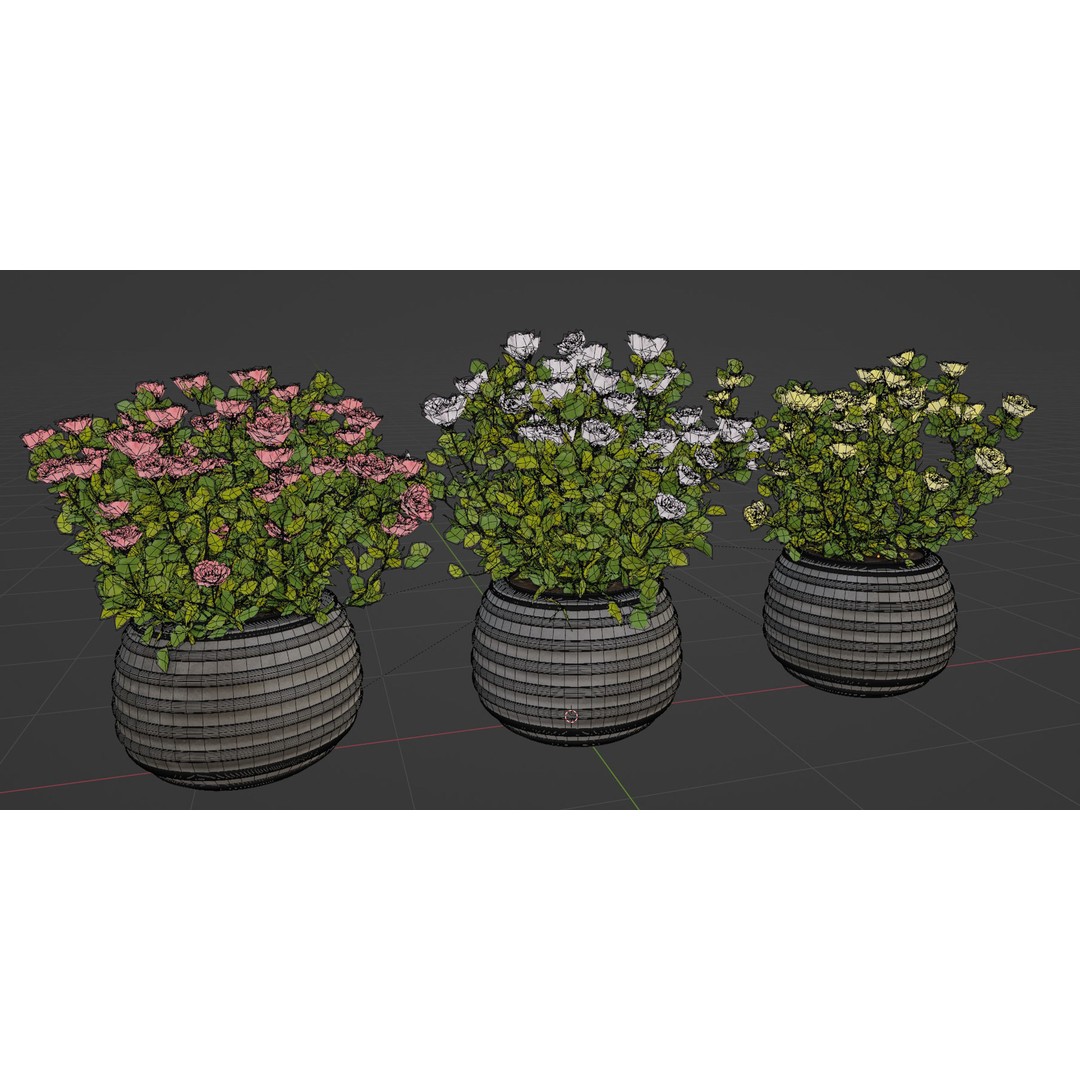 Rose Flowering Bushes 3D Model – High Poly Blender Asset, PBR Textures - View 10