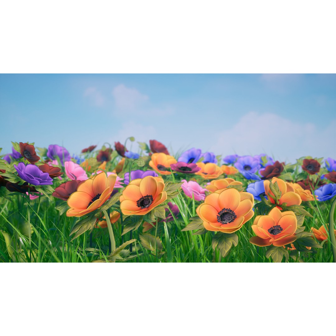 Garden Flowers 3D Model – Low Poly Game Ready Asset, FBX & Blender