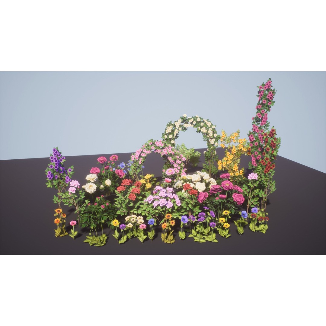 Garden Flowers 3D Model – Low Poly Game Ready Asset, FBX & Blender - View 11