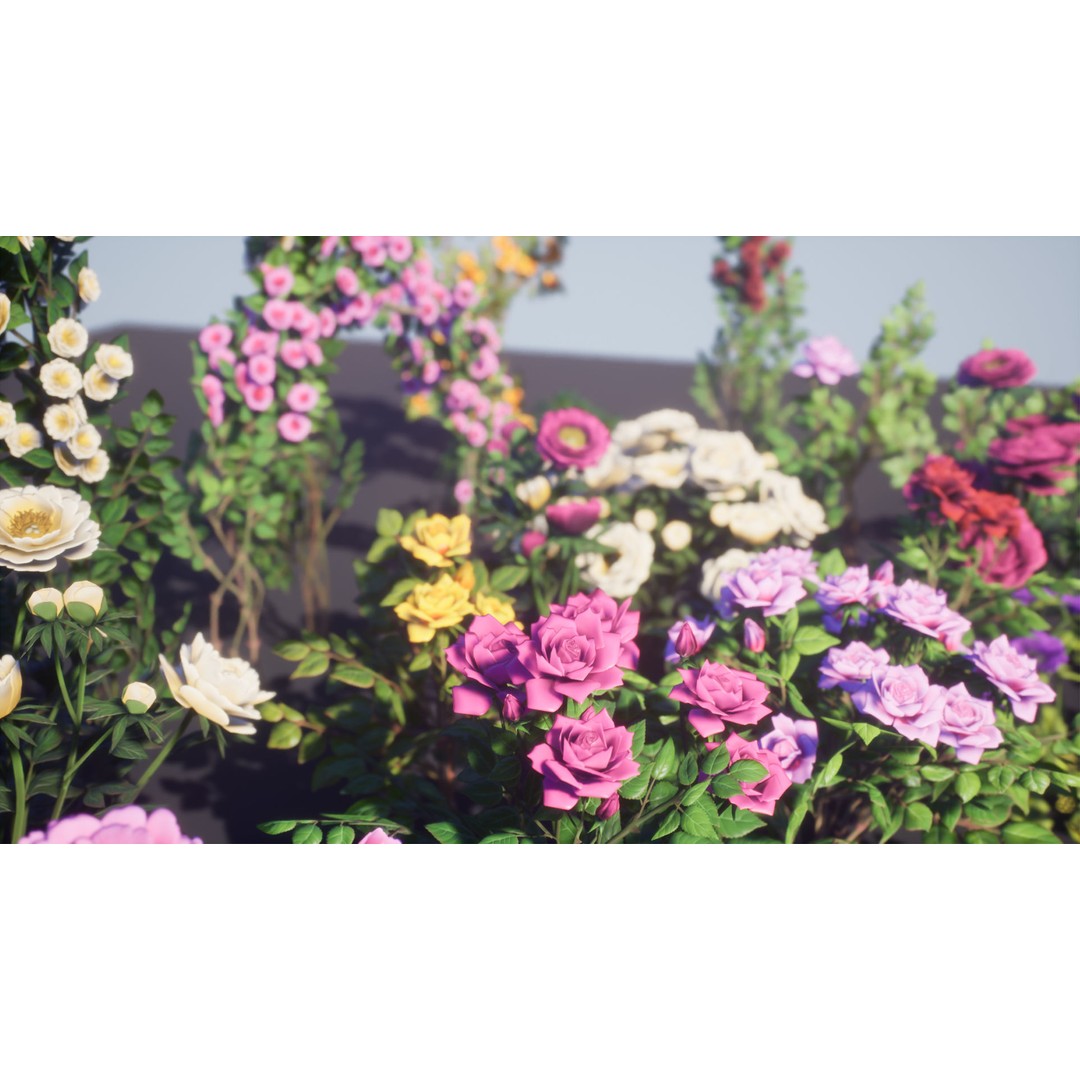 Garden Flowers 3D Model – Low Poly Game Ready Asset, FBX & Blender - View 12