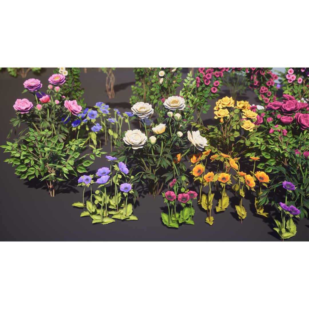 Garden Flowers 3D Model – Low Poly Game Ready Asset, FBX & Blender - View 13