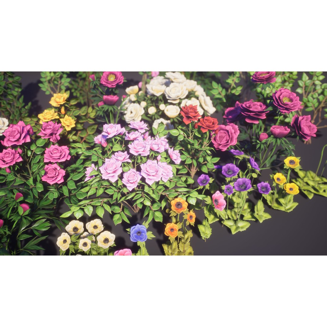 Garden Flowers 3D Model – Low Poly Game Ready Asset, FBX & Blender - View 15