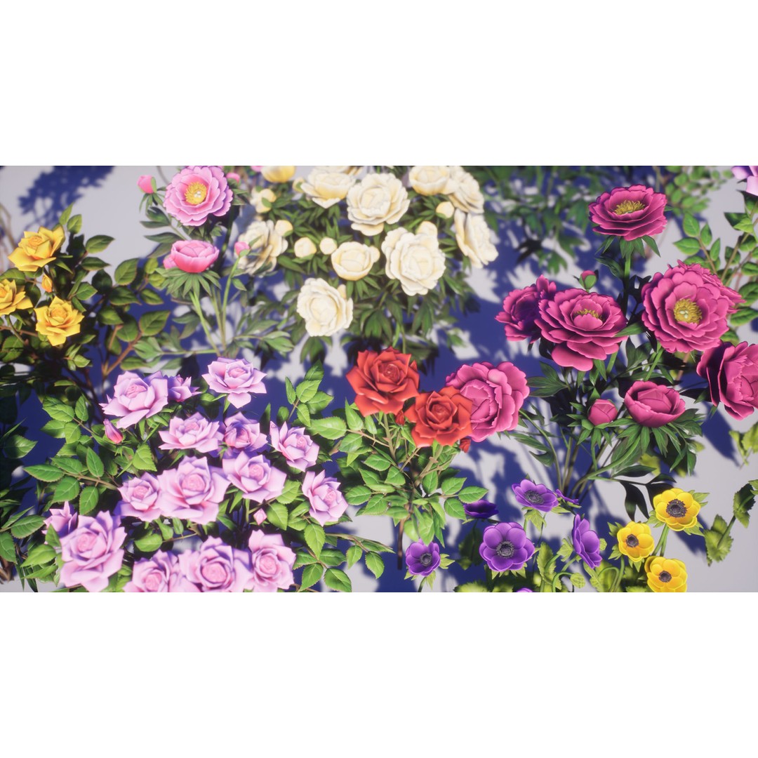 Garden Flowers 3D Model – Low Poly Game Ready Asset, FBX & Blender - View 16