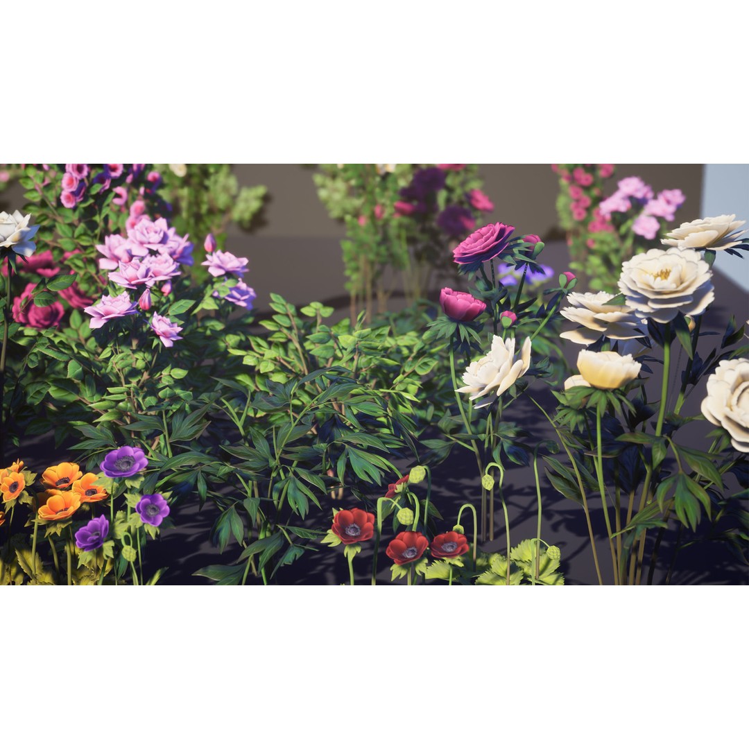 Garden Flowers 3D Model – Low Poly Game Ready Asset, FBX & Blender - View 19