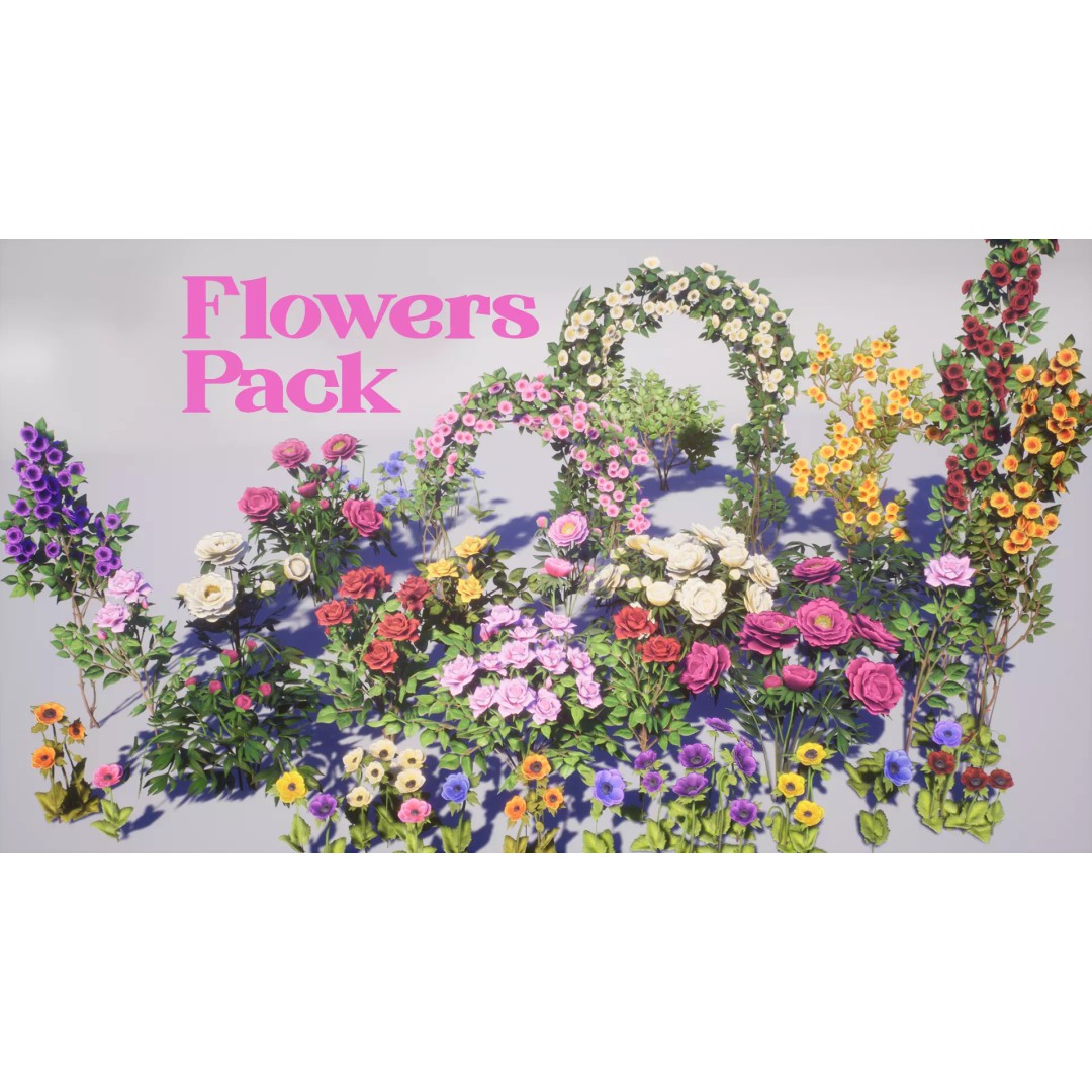 Garden Flowers 3D Model – Low Poly Game Ready Asset, FBX & Blender - View 2
