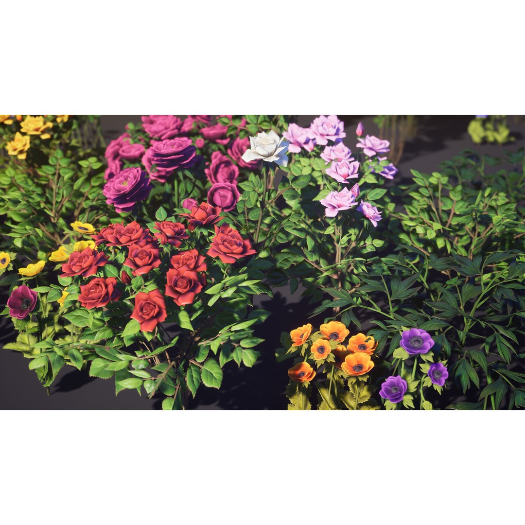 Garden Flowers 3D Model – Low Poly Game Ready Asset, FBX & Blender - View 20