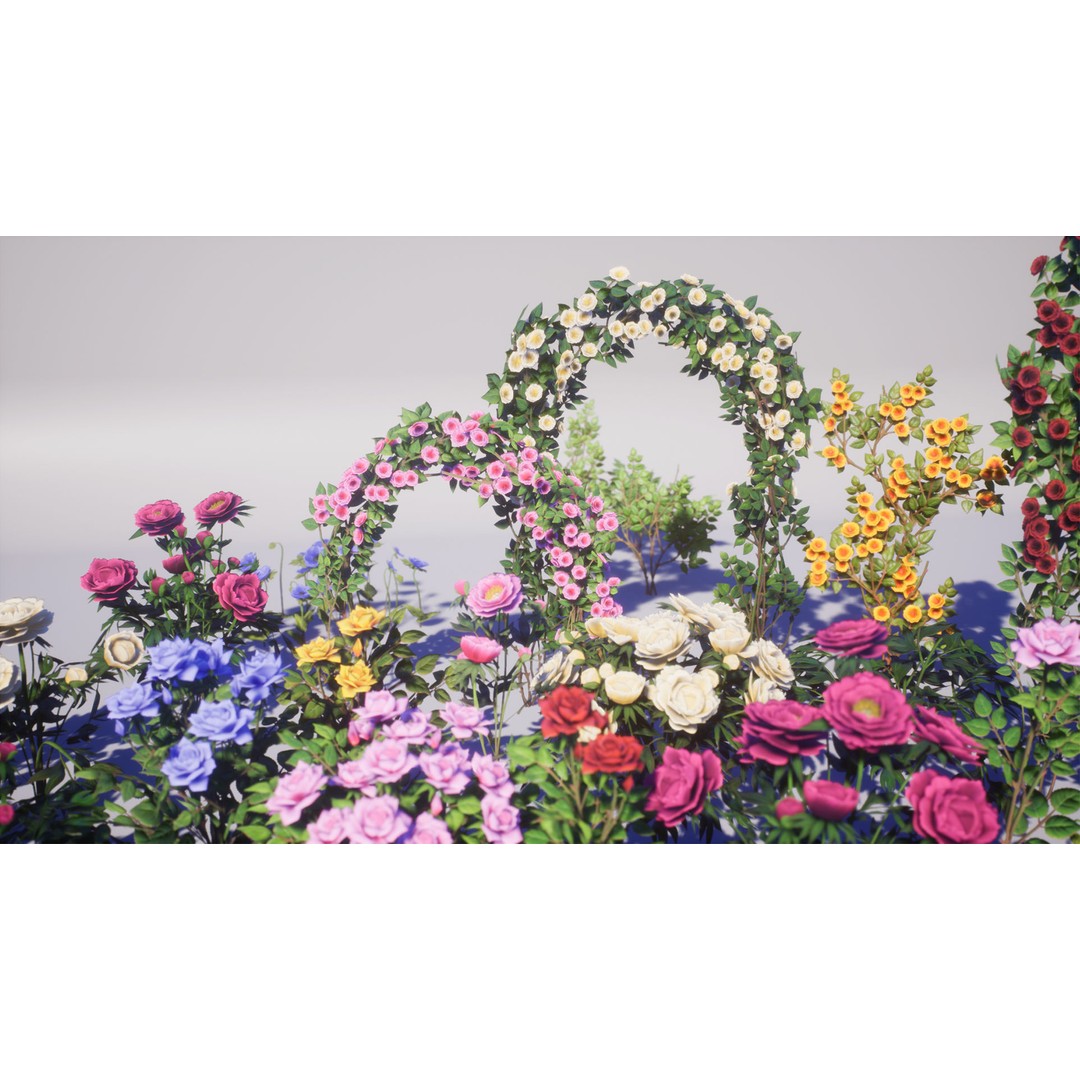Garden Flowers 3D Model – Low Poly Game Ready Asset, FBX & Blender - View 3