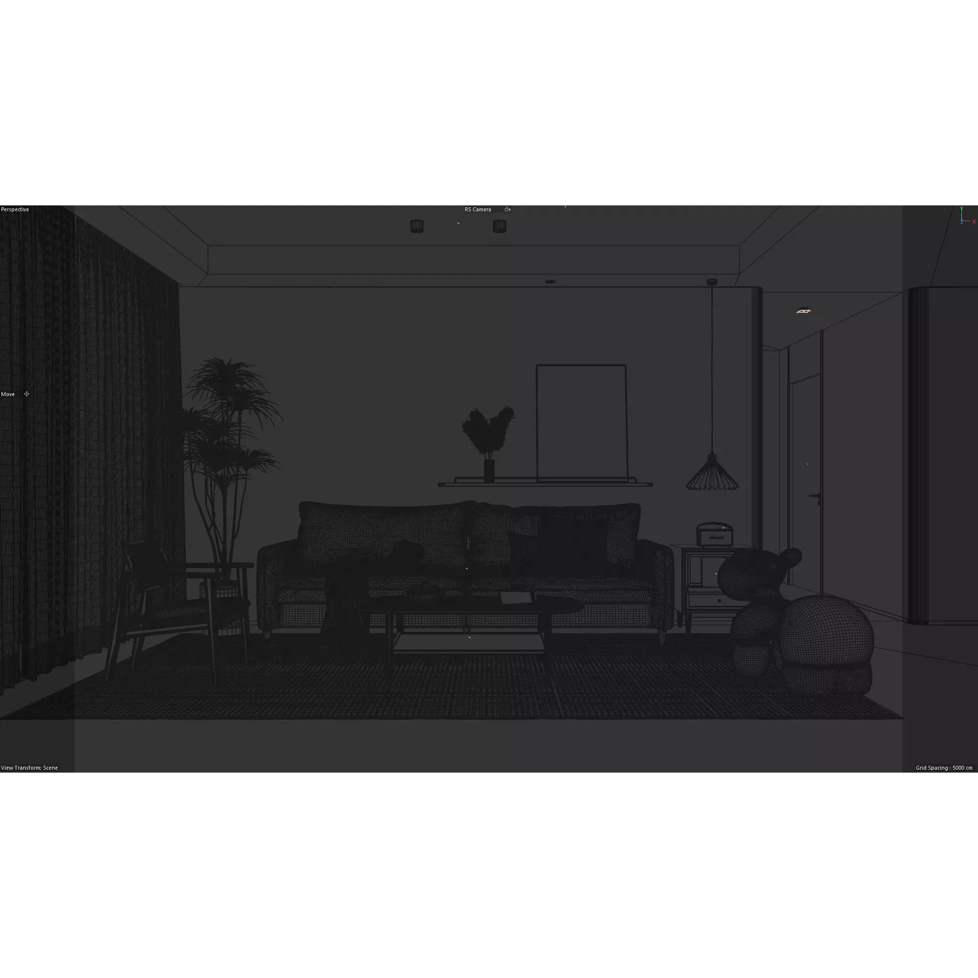 Japandi Style Living Room Scene - C4D RS 3D Model - View 10