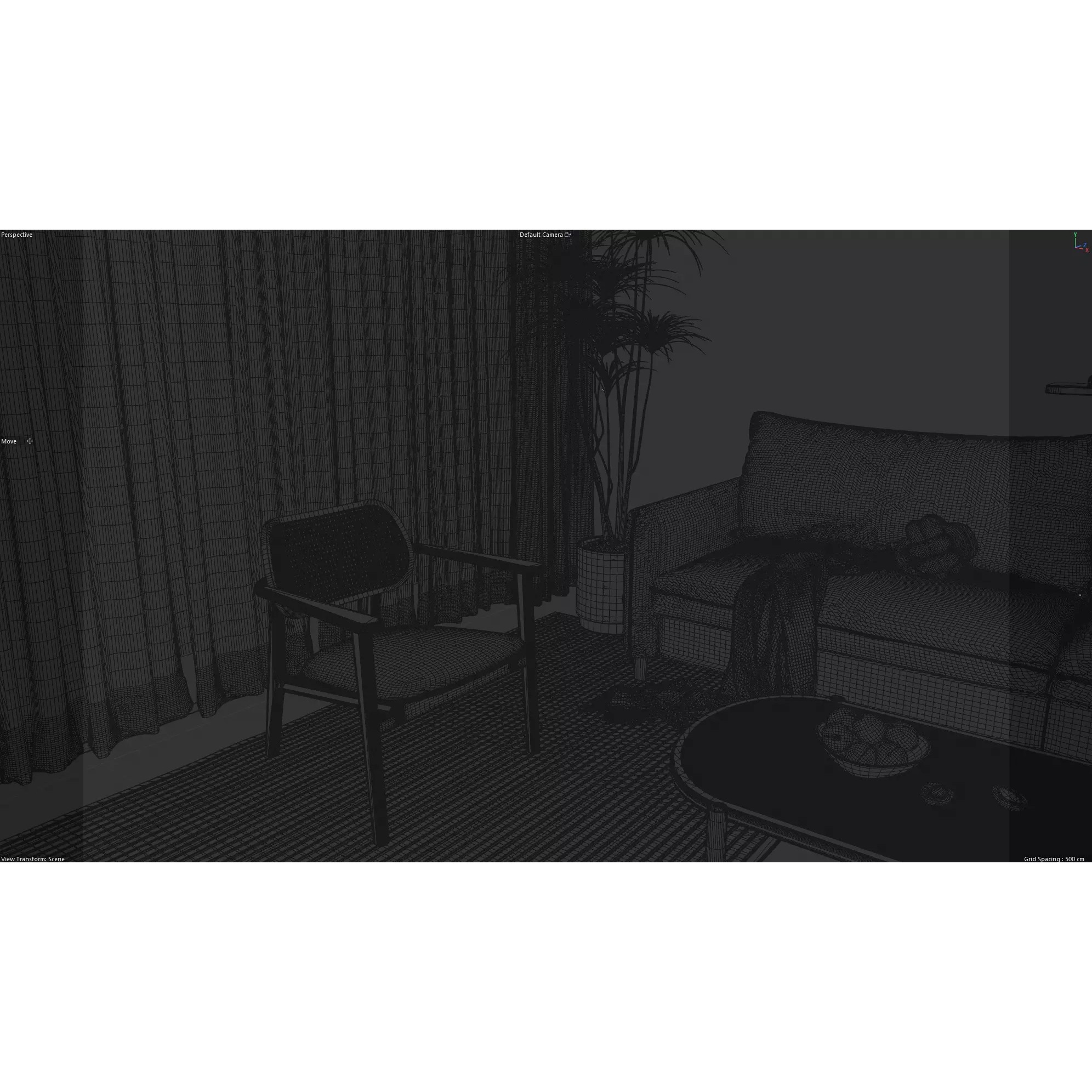 Japandi Style Living Room Scene - C4D RS 3D Model - View 11
