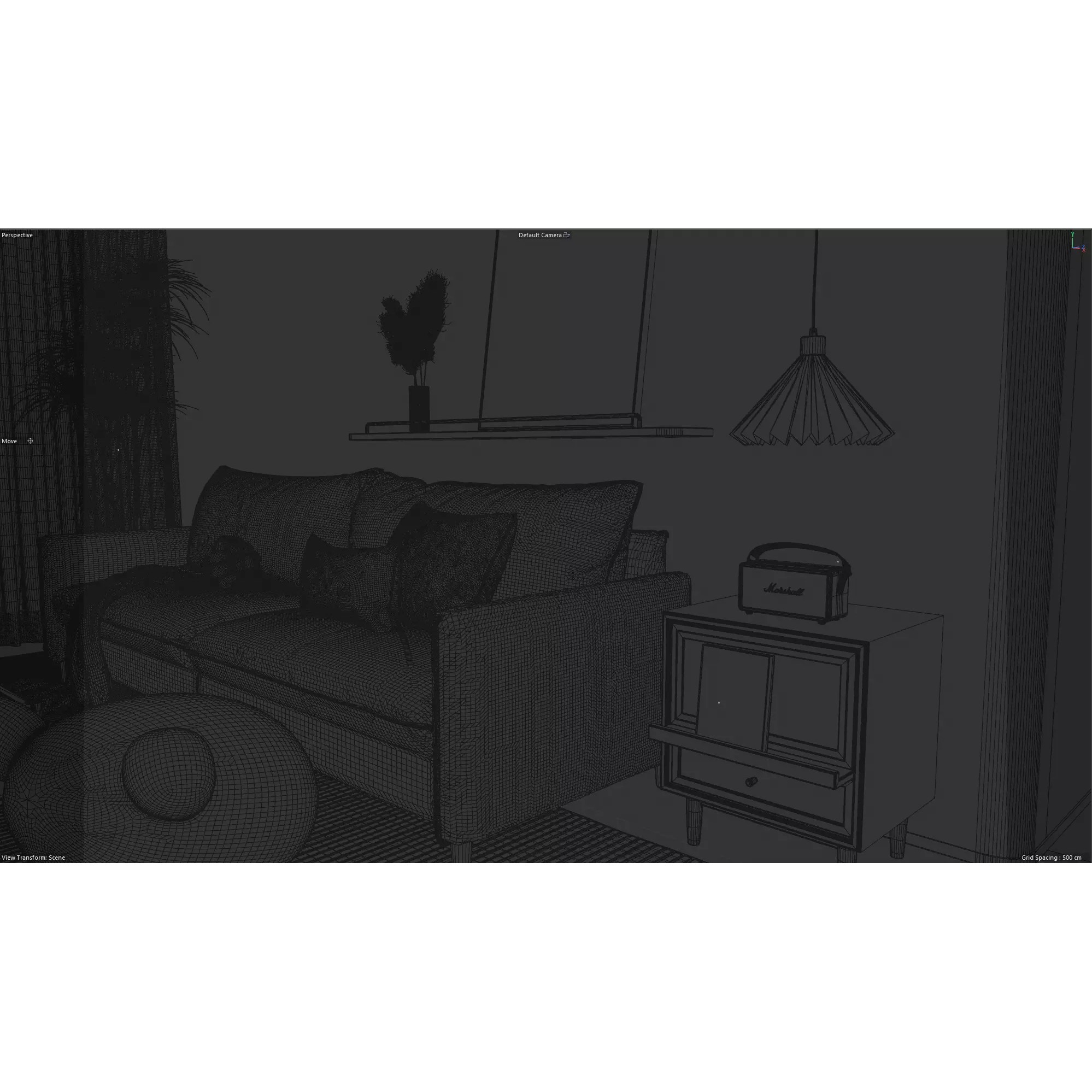 Japandi Style Living Room Scene - C4D RS 3D Model - View 12