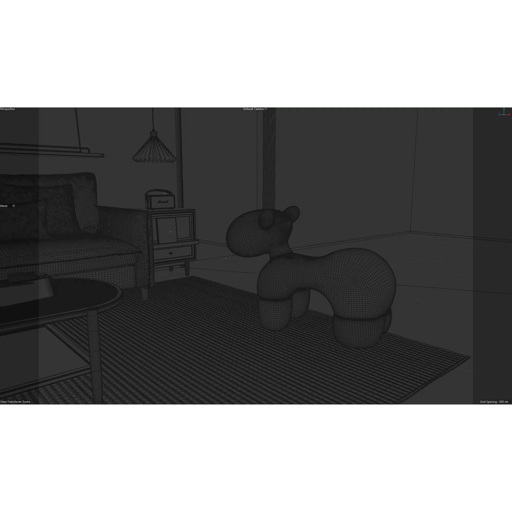 Japandi Style Living Room Scene - C4D RS 3D Model - View 13