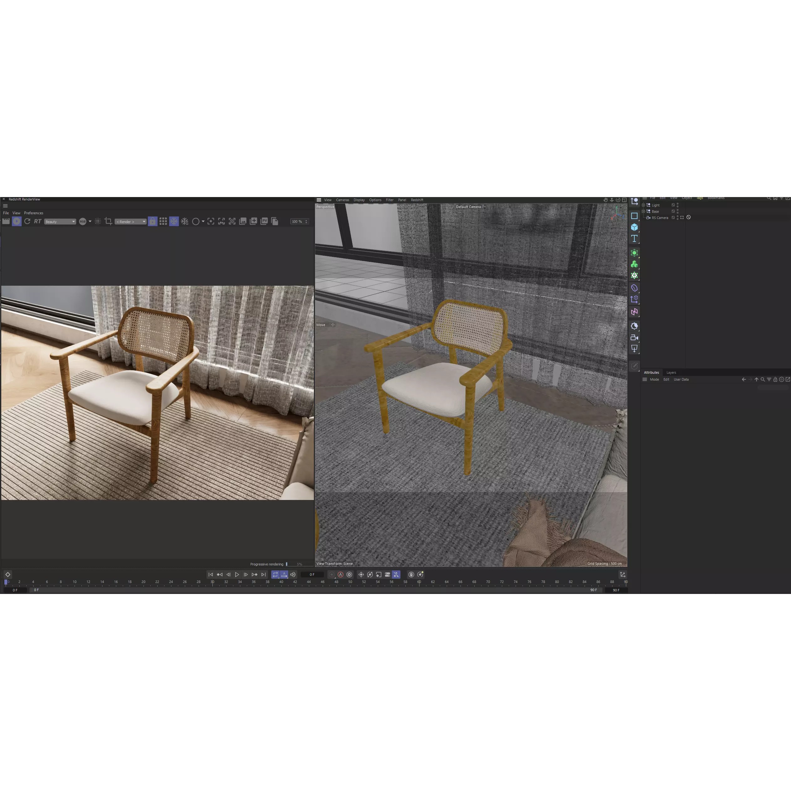 Japandi Style Living Room Scene - C4D RS 3D Model - View 7