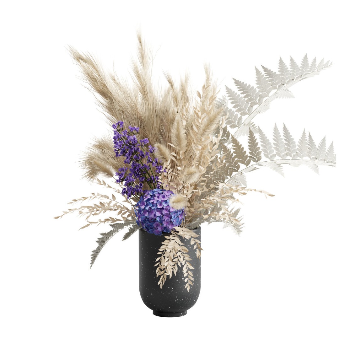 Pampas Grass Bouquet 3D Model – Elegant Home Decor, FBX, Blender