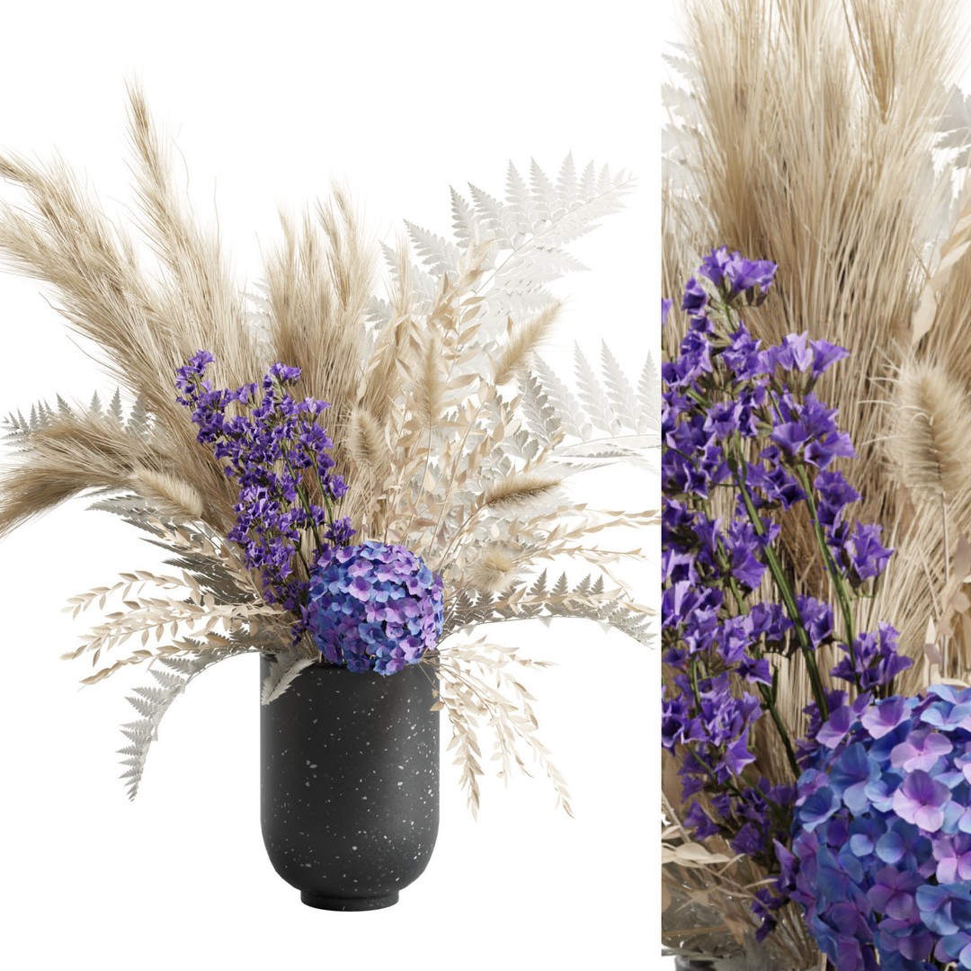 Pampas Grass Bouquet 3D Model – Elegant Home Decor, FBX, Blender - View 3