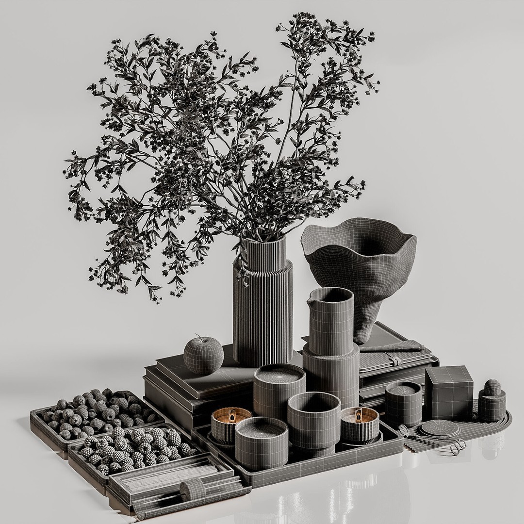 Decorative Set 138 3D Model – Contemporary Decoration, PBR Textures