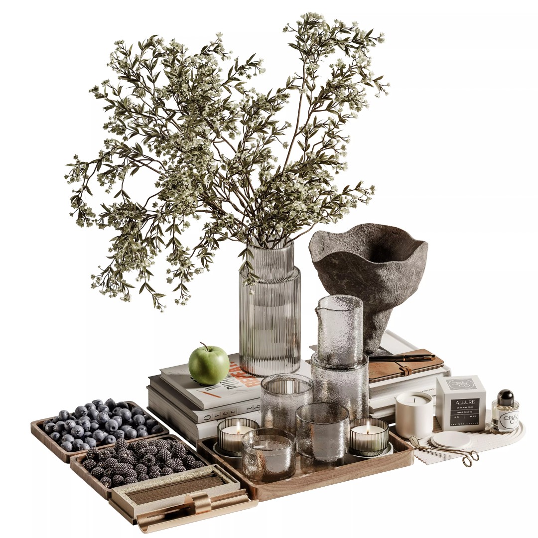 Decorative Set 138 3D Model – Contemporary Decoration, PBR Textures - View 2