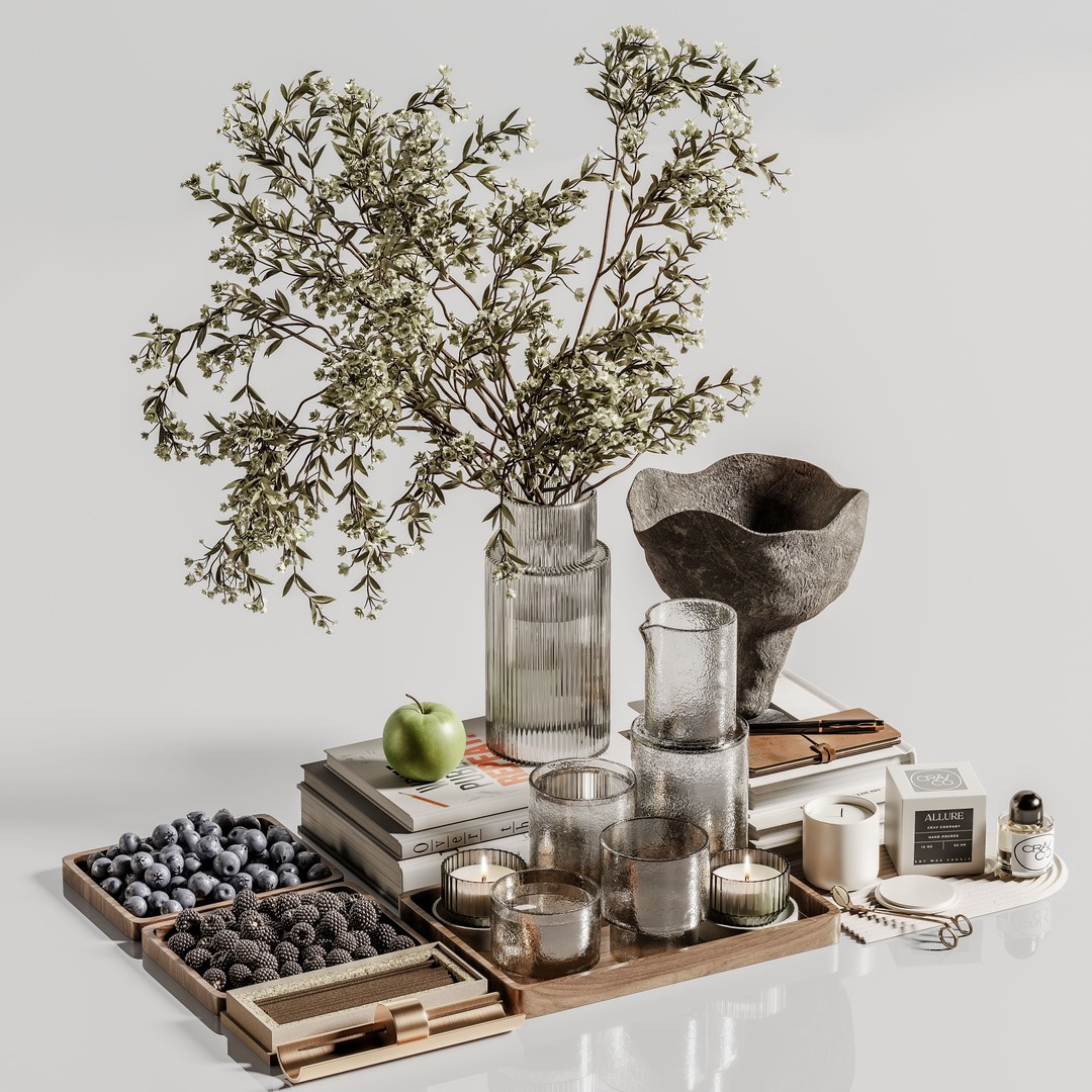Decorative Set 138 3D Model – Contemporary Decoration, PBR Textures - View 3