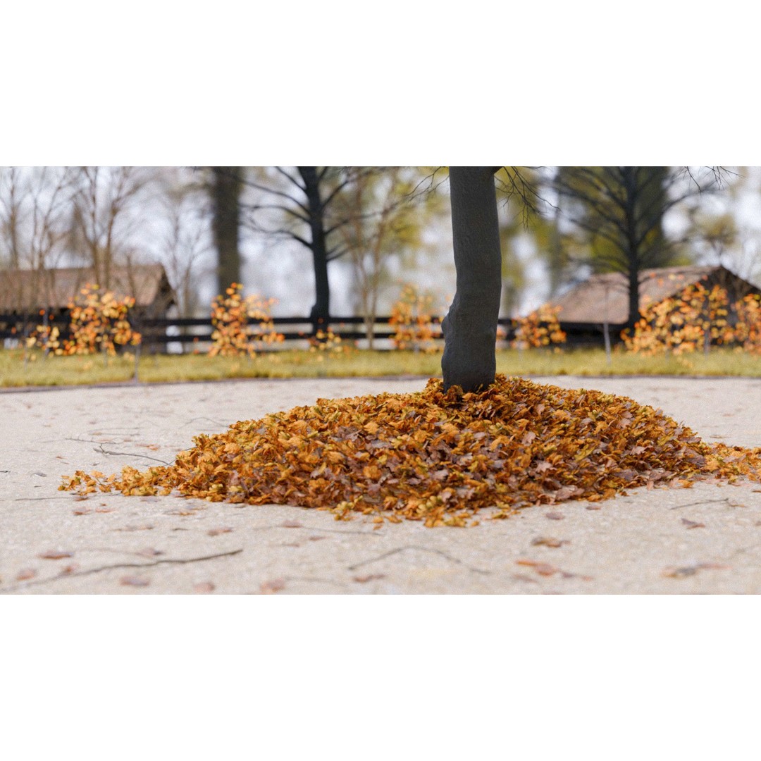 Oak Leaf Pile 3D Model – Realistic Geometry Nodes, FBX, OBJ - View 20
