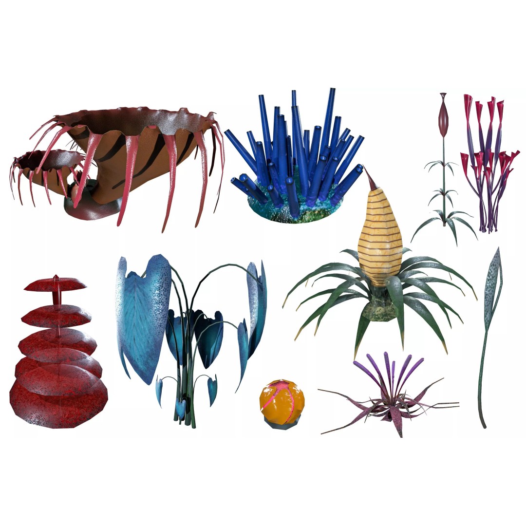 Sci-Fi Plants 3D Model – Low Poly Game Asset, PBR Textures, FBX - View 2
