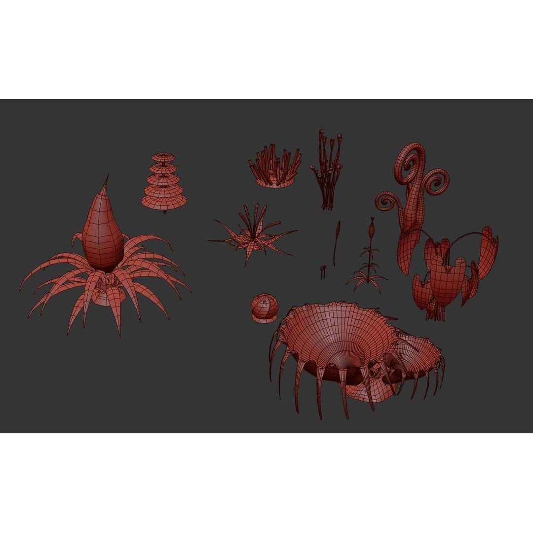 Sci-Fi Plants 3D Model – Low Poly Game Asset, PBR Textures, FBX - View 34