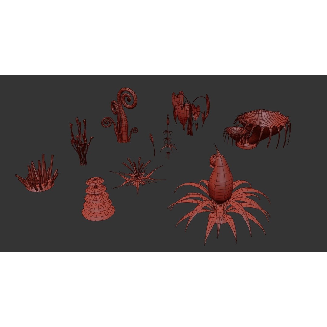 Sci-Fi Plants 3D Model – Low Poly Game Asset, PBR Textures, FBX - View 35
