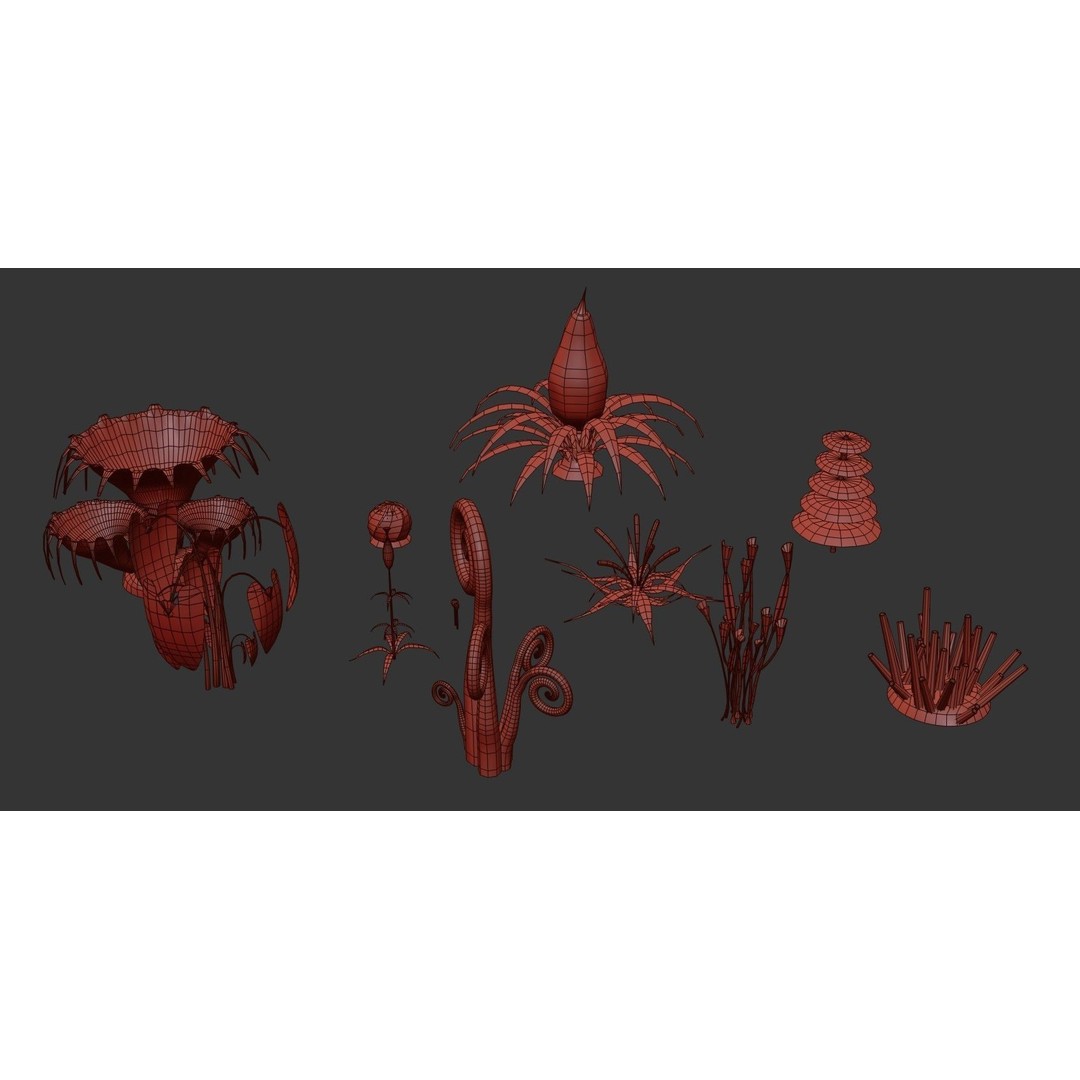 Sci-Fi Plants 3D Model – Low Poly Game Asset, PBR Textures, FBX - View 37