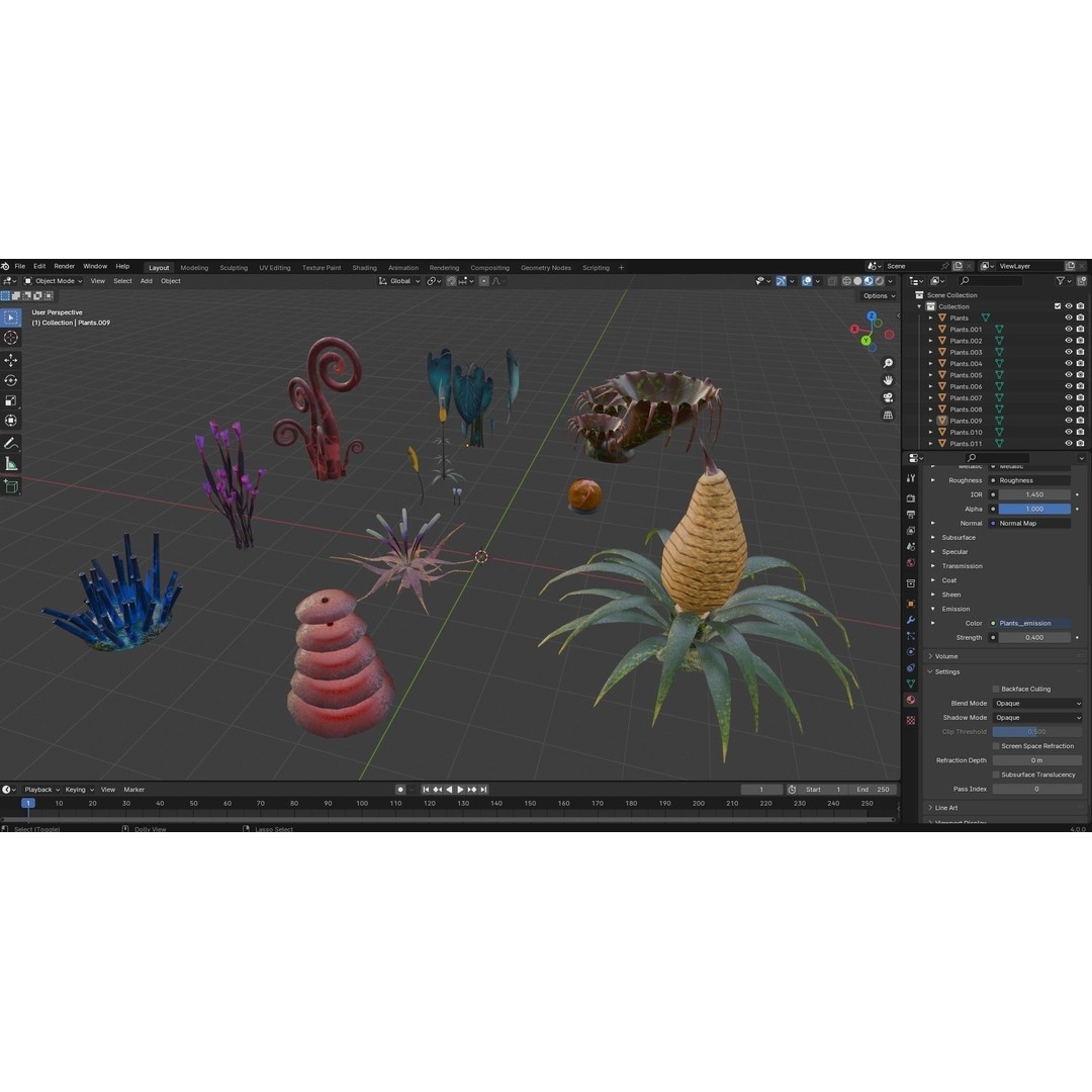 Sci-Fi Plants 3D Model – Low Poly Game Asset, PBR Textures, FBX - View 42
