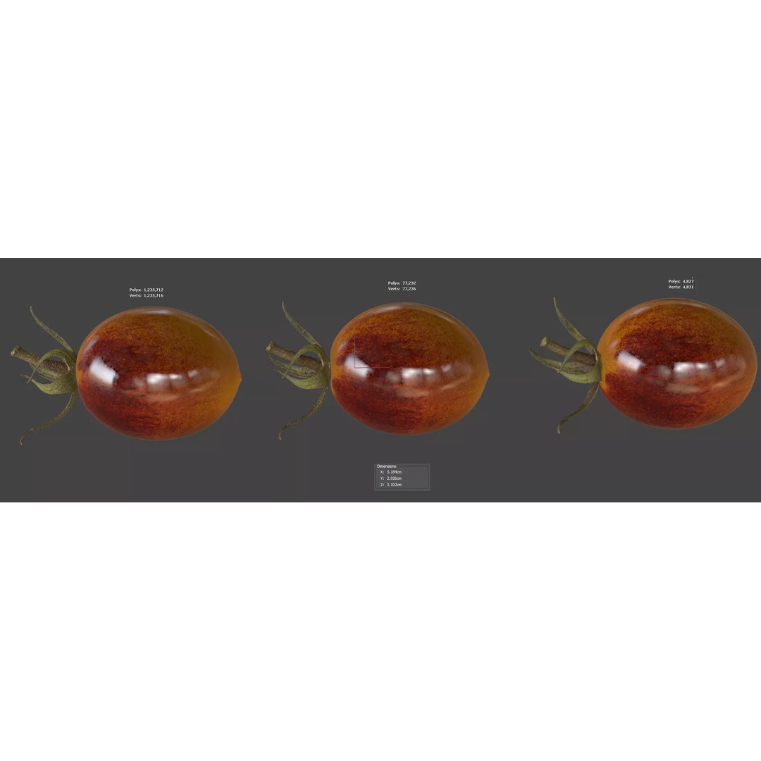 Photorealistic Tomato 3D Model – High Poly PBR Asset, FBX, OBJ - View 7