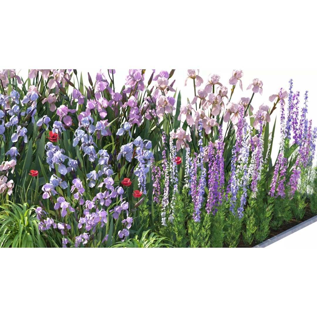 Flower Bed 3D Model – Rectangular Garden Asset with PBR Textures - View 10