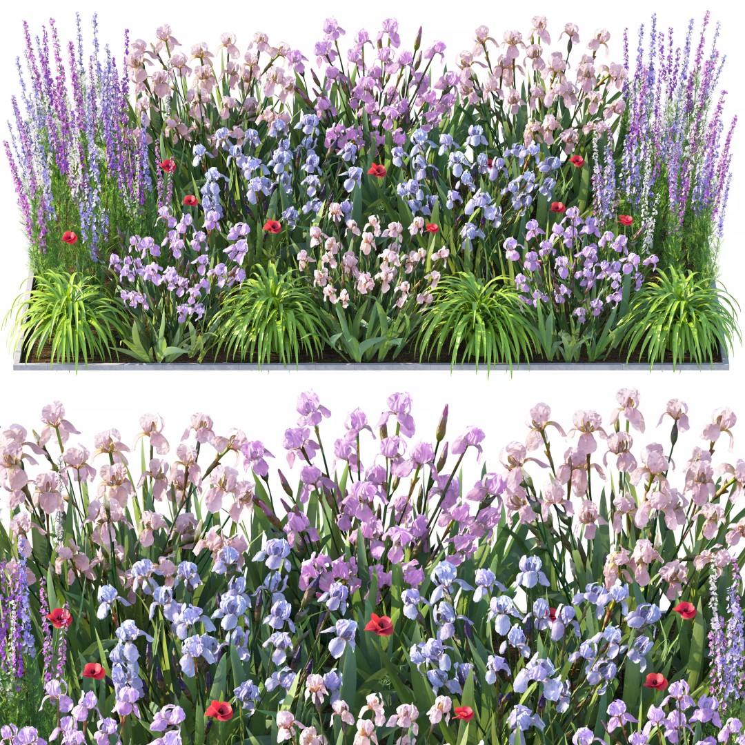 Flower Bed 3D Model – Rectangular Garden Asset with PBR Textures - View 2