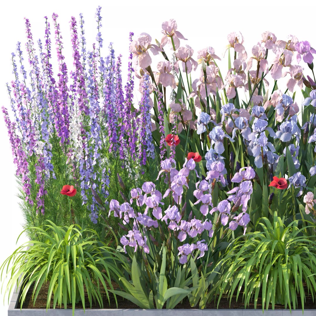 Flower Bed 3D Model – Rectangular Garden Asset with PBR Textures - View 4