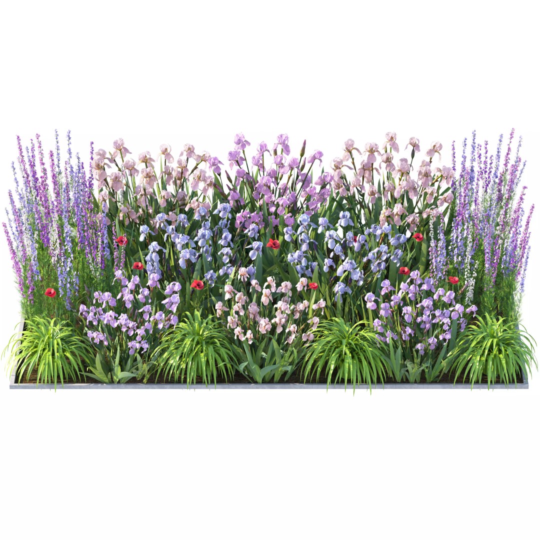 Flower Bed 3D Model – Rectangular Garden Asset with PBR Textures - View 6