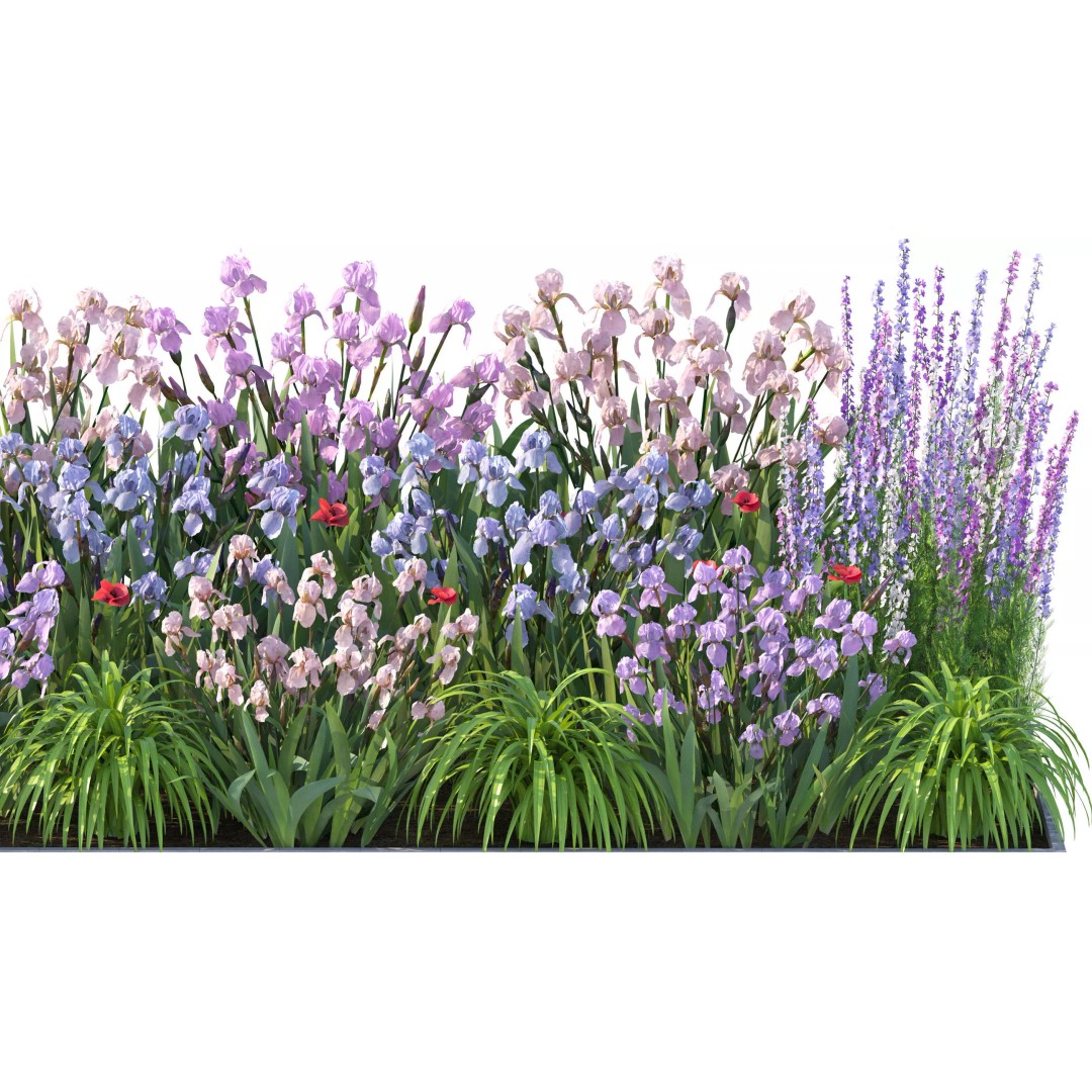 Flower Bed 3D Model – Rectangular Garden Asset with PBR Textures - View 8