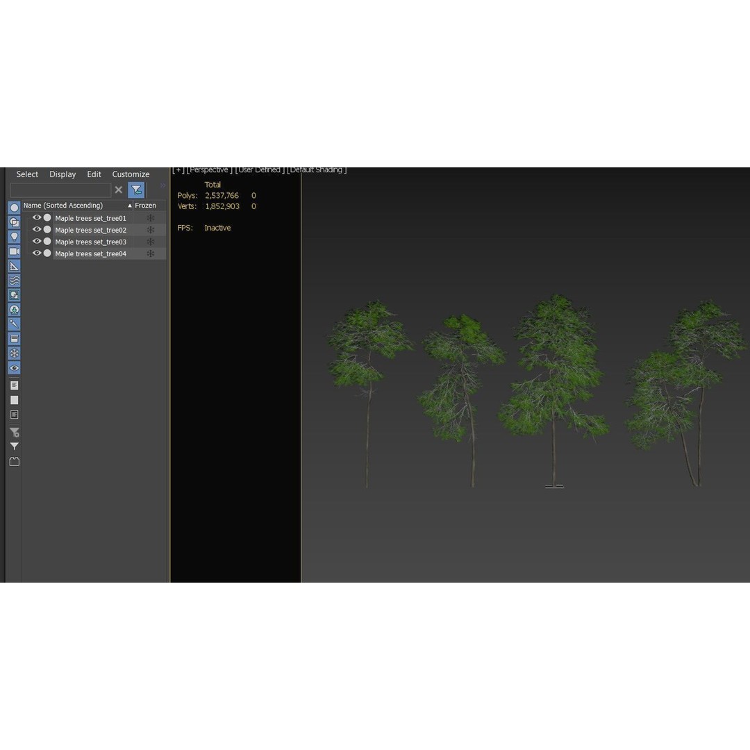 Maple Trees 3D Model – Tall Deciduous Trees with PBR Textures