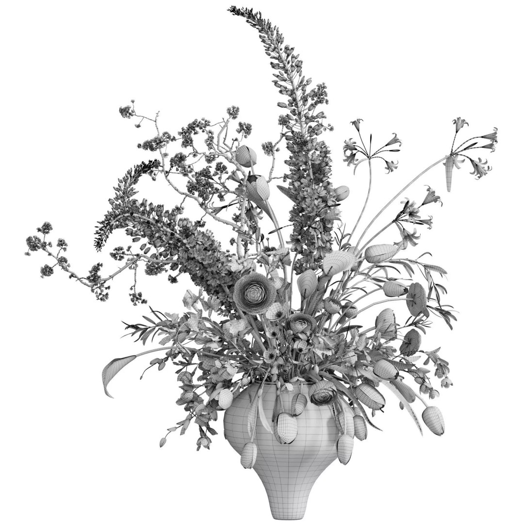 Flower In Vase 3D Model – High Poly PBR Indoor Decor, FBX, OBJ