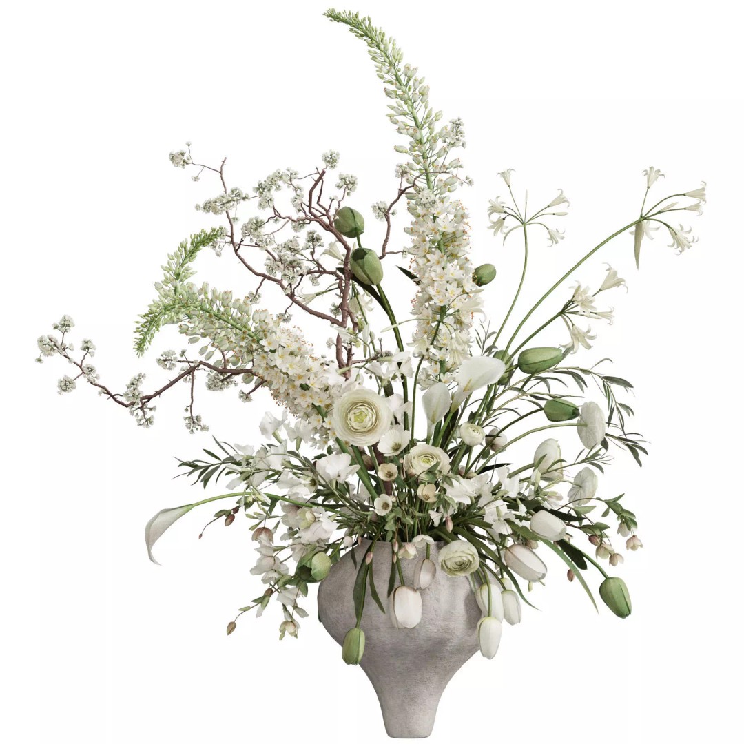 Flower In Vase 3D Model – High Poly PBR Indoor Decor, FBX, OBJ - View 2