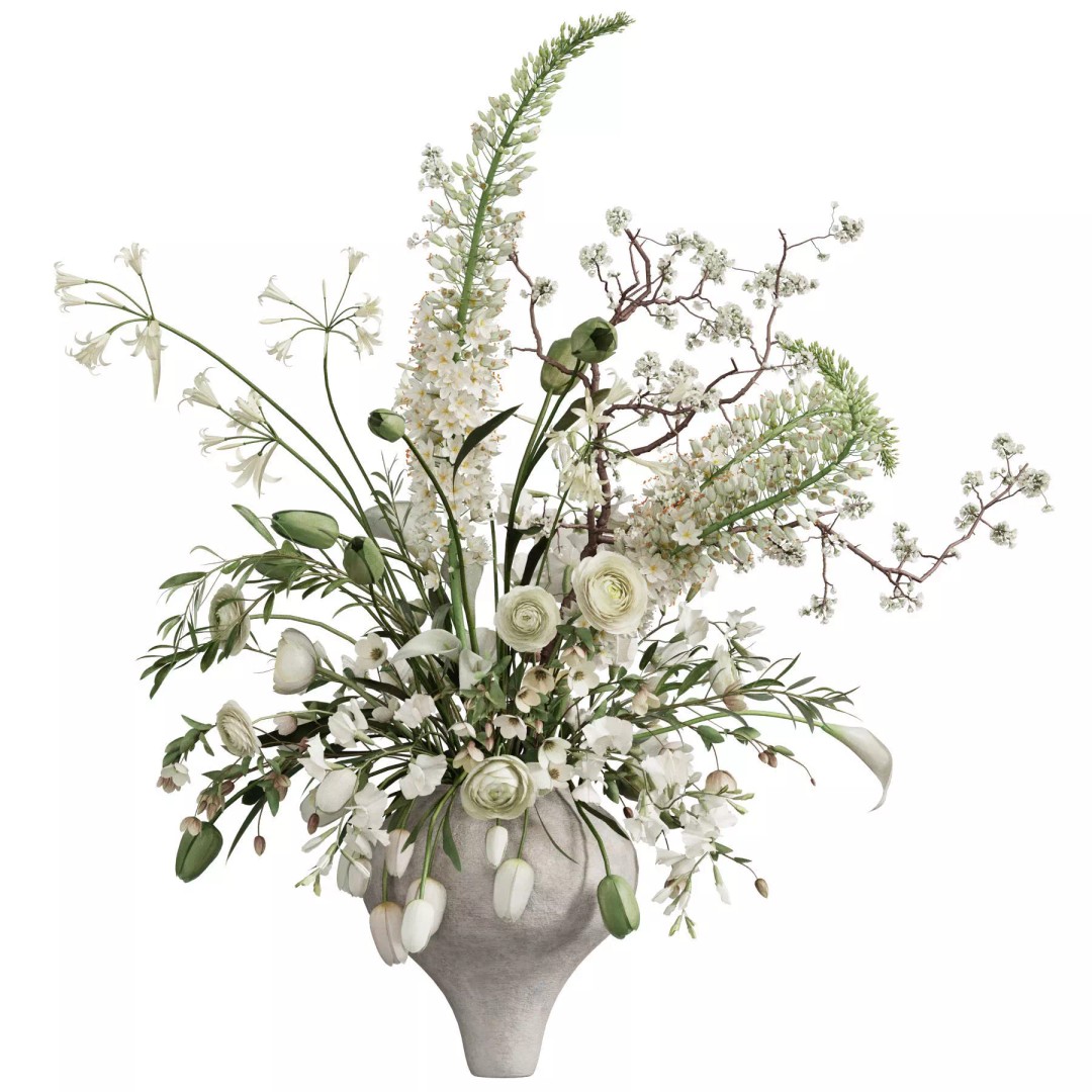 Flower In Vase 3D Model – High Poly PBR Indoor Decor, FBX, OBJ - View 3