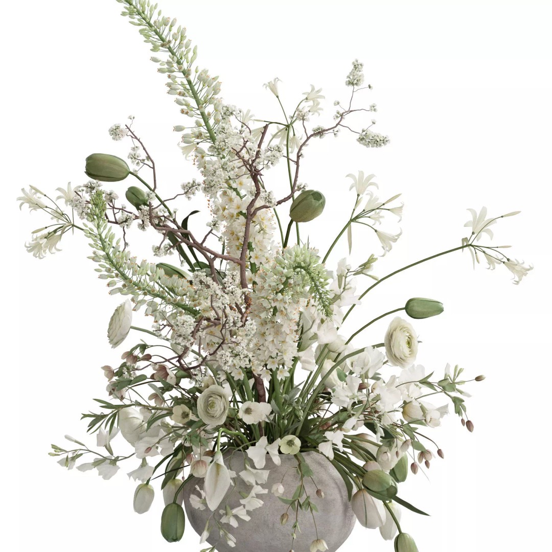 Flower In Vase 3D Model – High Poly PBR Indoor Decor, FBX, OBJ - View 4